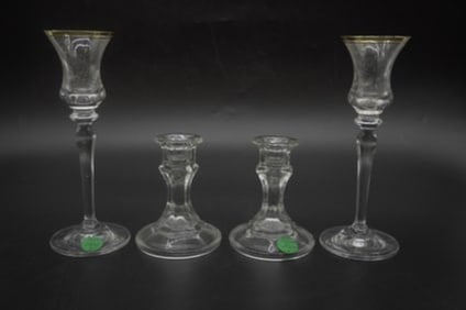 4 VINTAGE GLASS CANDLESTICKS