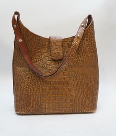 VINTAGE BRAHMIN CROCODILE LEATHER SHOULDER PURSE