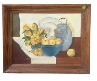 VINTAGE MCM FRAMED STILL LIFE PAINTING