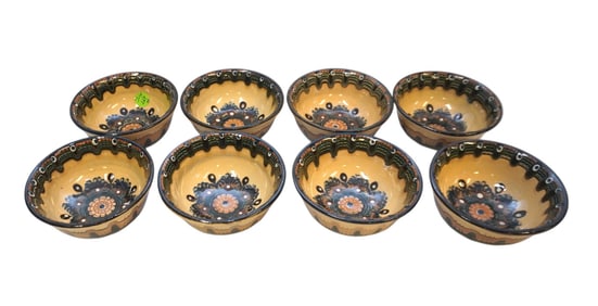 8 BULGARIAN TROYAN POTTERY BOWLS