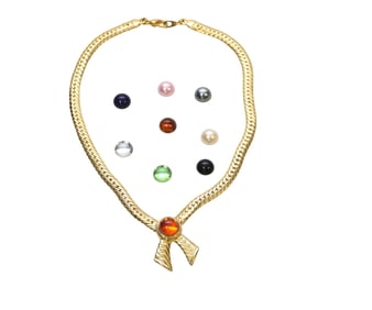 JOAN RIVERS OMEGA HERRINGBONE NECKLACE WITH CHANGEABLE STONE