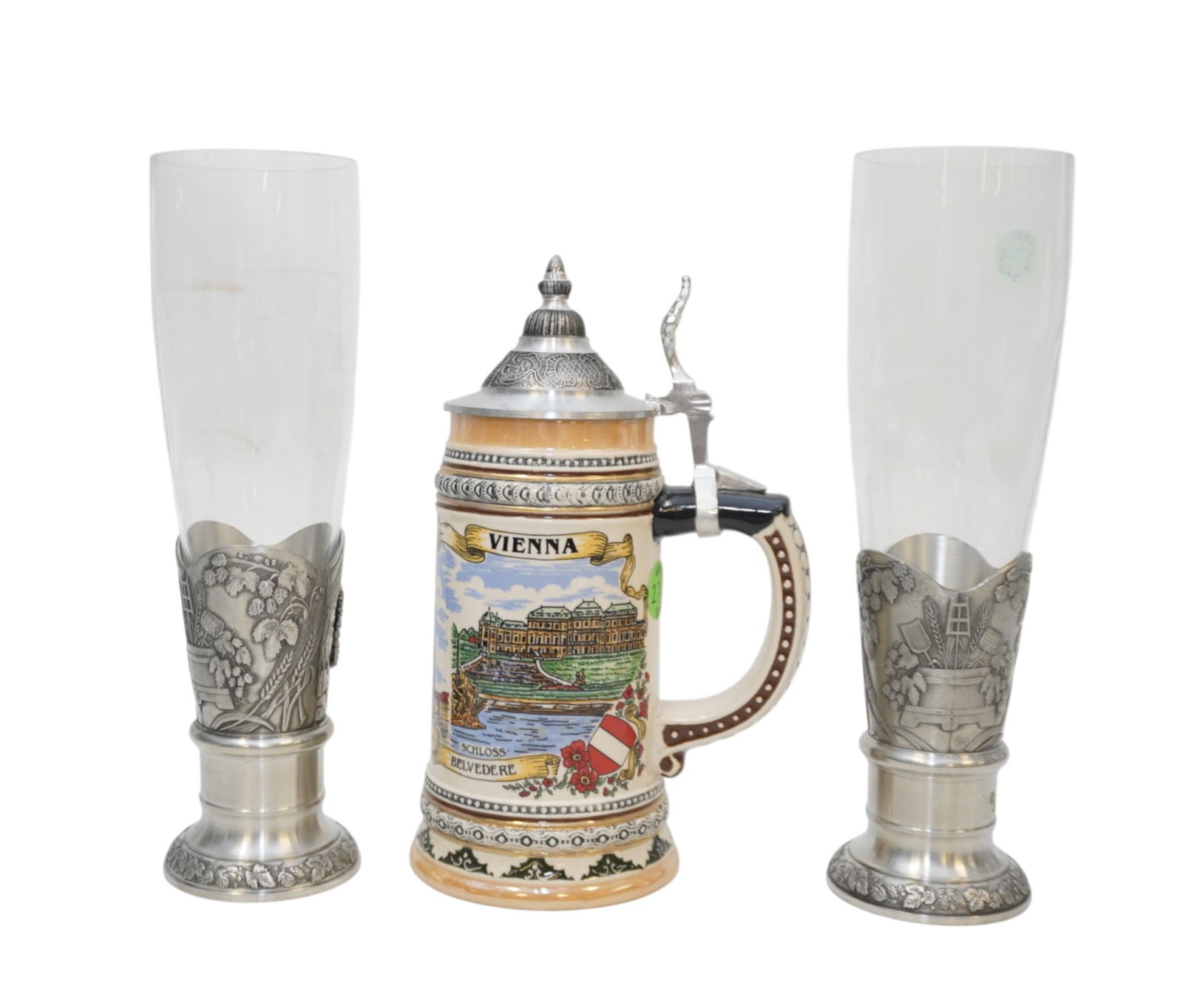 AUSTRIAN STEIN AND DRINKING GLASSES - 3 PIECES (1 of 7)