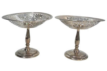 2 VINTAGE SHEFFIELD SILVERPLATE COMPOTES