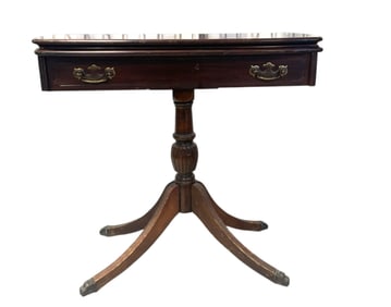 VINTAGE GAME TABLE BRASS CAPPED FEET