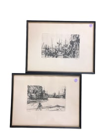 2 BIGELOW WHISTLER ETCHINGS FRAMED