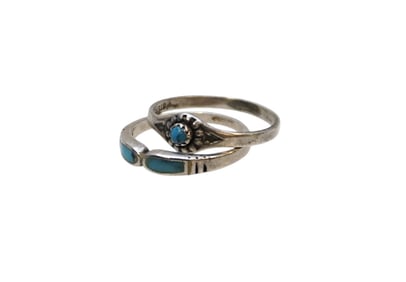 2 VINTAGE NAVAJO STERLING & TURQUOISE RINGS