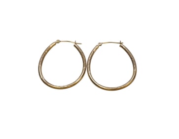 14K YELLOW GOLD HOOP EARRINGS PIERCED