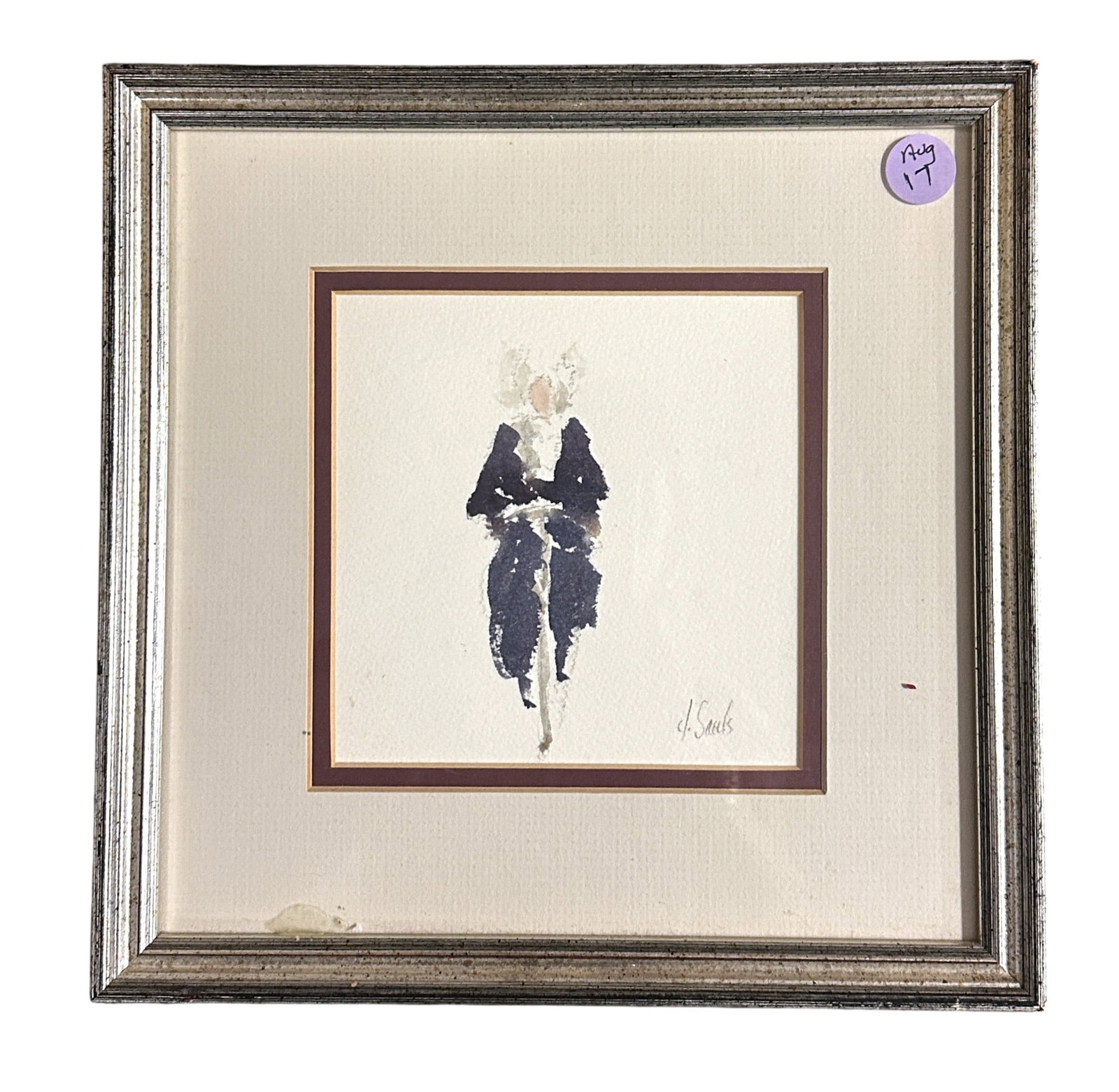 JEAN LAY SAULS ORIGINAL WATERCOLOR: Original Jean Lay Sauls Watercolor, professionally framed and matted. As a young woman, she studied art at Grinnell College in Grinnell, Iowa and in later years her impressionistic-style oil paintings
