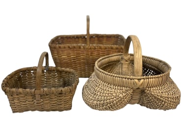 3 ANTIQUE AMERICAN SPLINT BASKETS