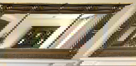 LARGE ANTIQUE OVERMANTLE MIRROR