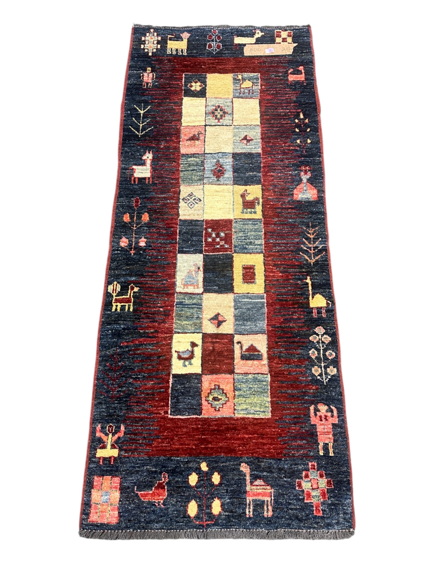 HAND KNOTTED WOOL GABBEH ANIMAL RUNNER (1 of 7)