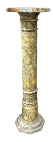 ANTIQUE 19TH C TURNED ALABASTER PEDESTAL