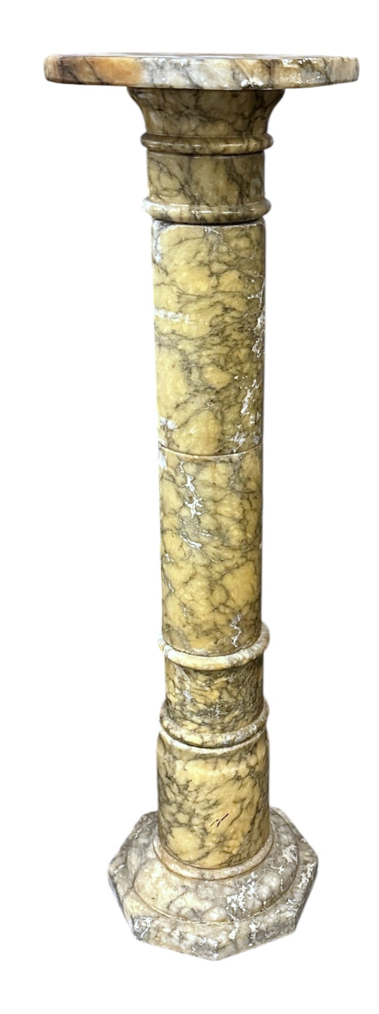 ANTIQUE 19TH C TURNED ALABASTER PEDESTAL (1 of 4)