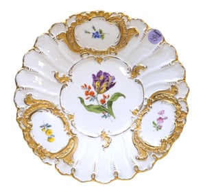 MEISSEN 19th c PORCELAIN GILDED PLATE