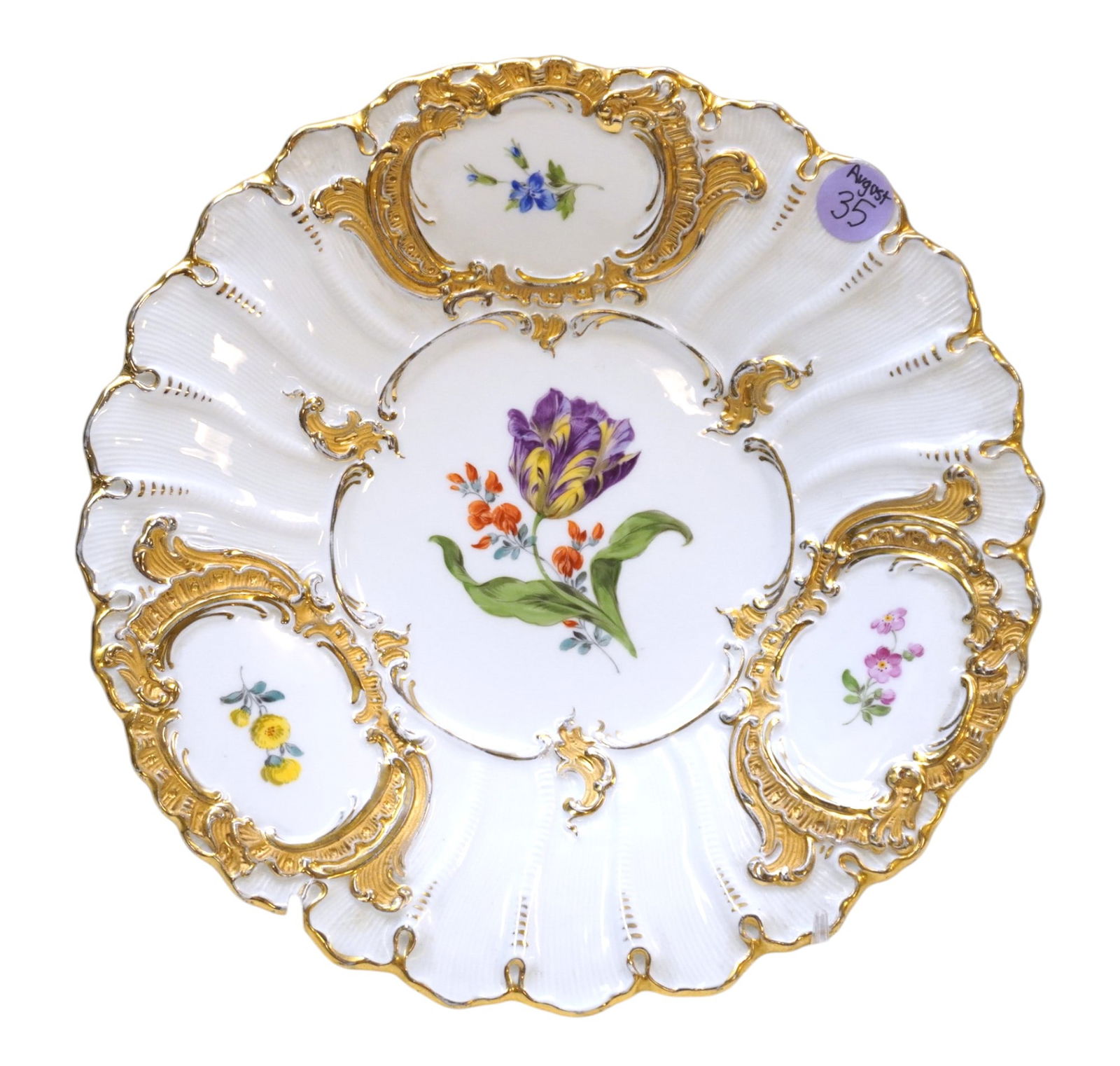 MEISSEN 19th c PORCELAIN GILDED PLATE (1 of 3)