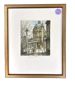 ROBERT KASIMIR ETCHING ST CHARLES CHURCH VIENNA