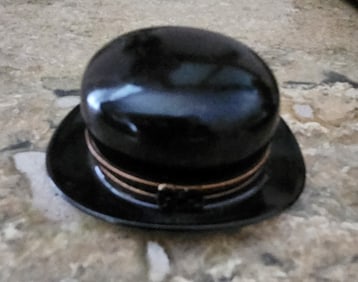 VINTAGE FRENCH LIMOGES BOWLER HAT TRINKET BOX