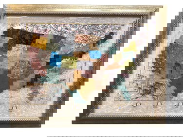 SEMI PRECIOUS STONES INLAID USA MAP FRAMED