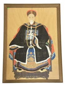 LARGE CHINESE ANCESTRAL PORTRAIT ON SILK