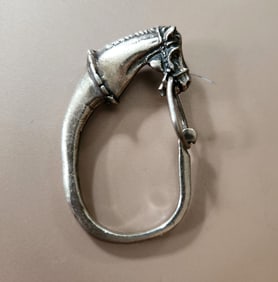 SOLID STERLING HORSE HEAD SNAP LINK KEY RING