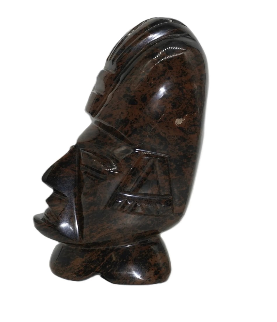 MAHOGANY OBSIDIAN CARVED NATIVE STONE STATUE (1 of 3)