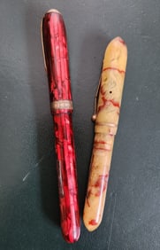 2 VINTAGE BAKELITE / CELLULOID FOUNTAIN PENS