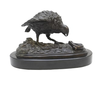 BRONZE JULES MOIGNIEZ (1835-1894) PARTRIDGE WITH LIZARD