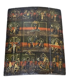 ANTIQUE COPTIC ICON THE HOLY FAMILY