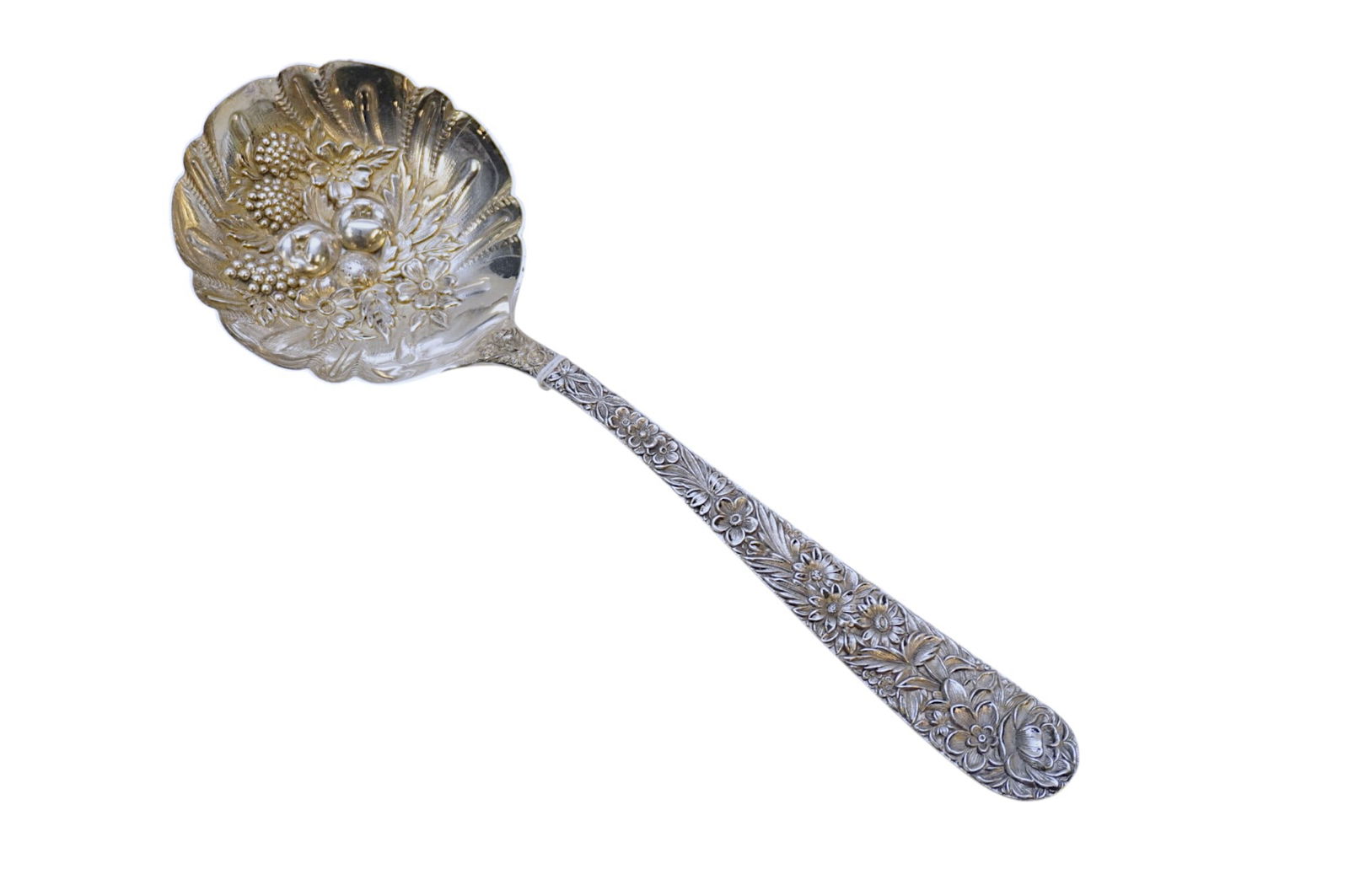 DAMASK ROSE LARGE SOLID STERLING BERRY SPOON (1 of 4)
