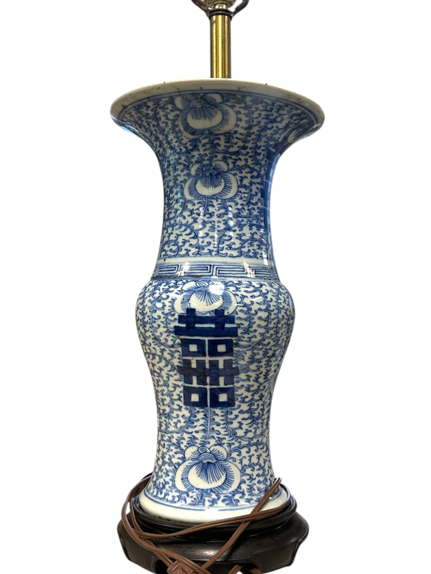 ANTIQUE CHINESE GU FORM DOUBLE HAPPINESS VASE LAMP (1 of 1)