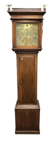 ANTIQUE GEORGIAN OAK TALL CASE CLOCK