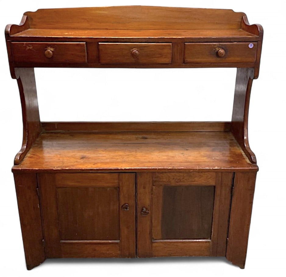 ANTIQUE AMERICAN CHERRY HIGH BACK DRY SINK (1 of 4)