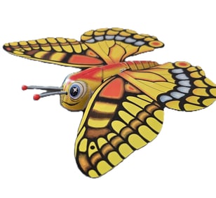 VINTAGE JAPANESE MECHANICAL BUTTERFLY TIN TOY BY YONE