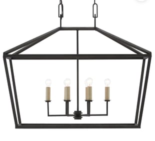 CURREY & CO WROUGHT IRON INDUSTRIAL CHANDELIER
