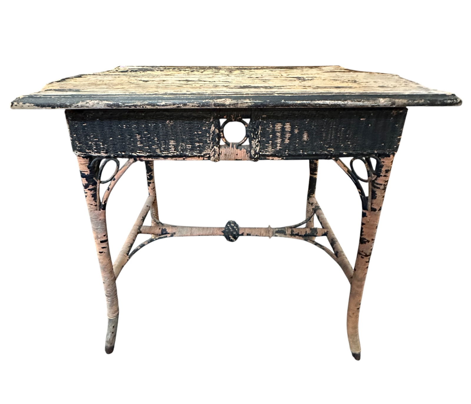 ANTIQUE WICKER & WOOD WORK TABLE (1 of 5)