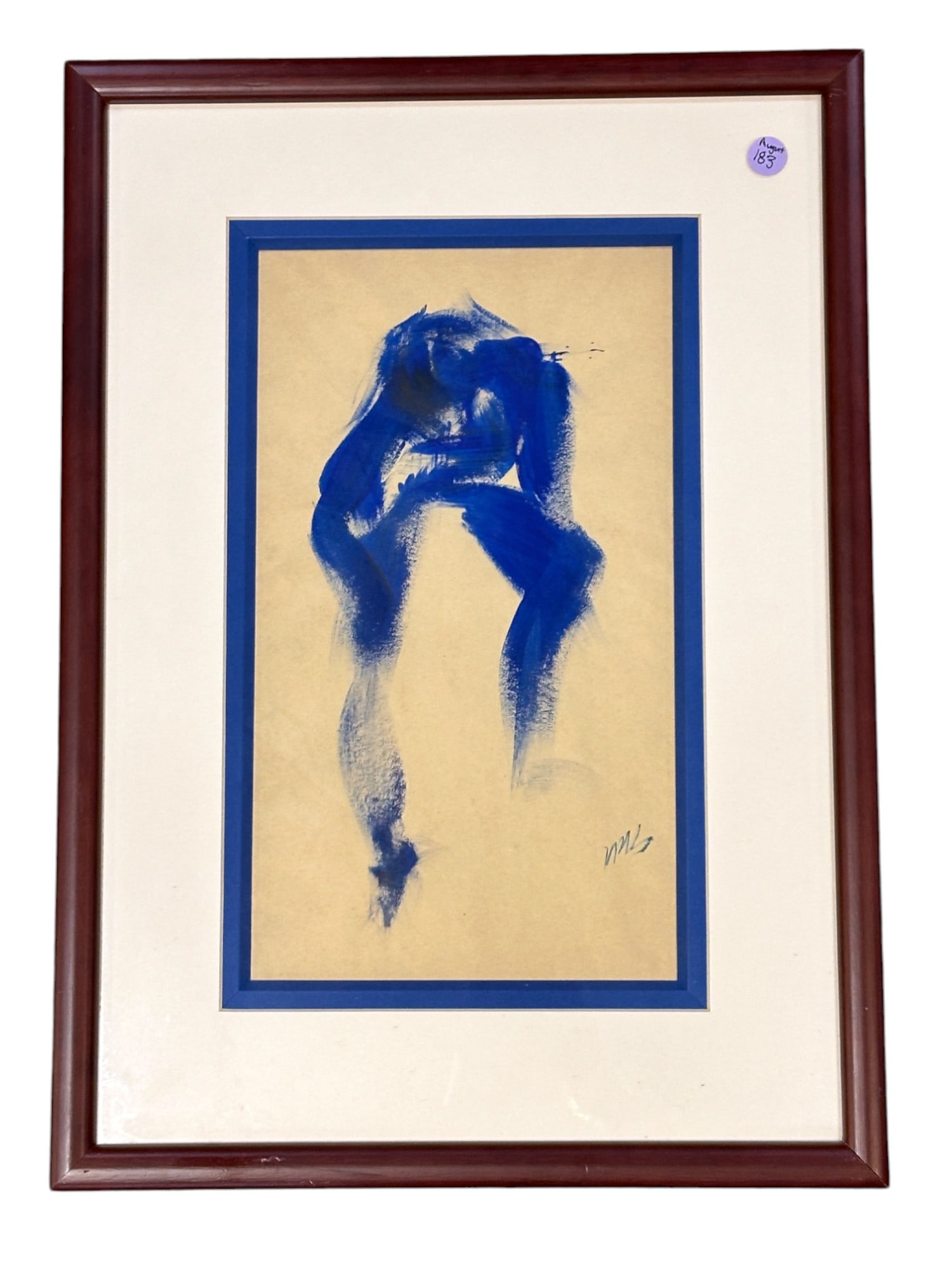 FRAMED ABSTRACT IN KLEIN BLUE AFTER YVES KLEIN: Framed Klein Blue Abstract after Yves Klein. Professionally framed. In frame 15.25"x21.25"x1". Weight 4 lbs