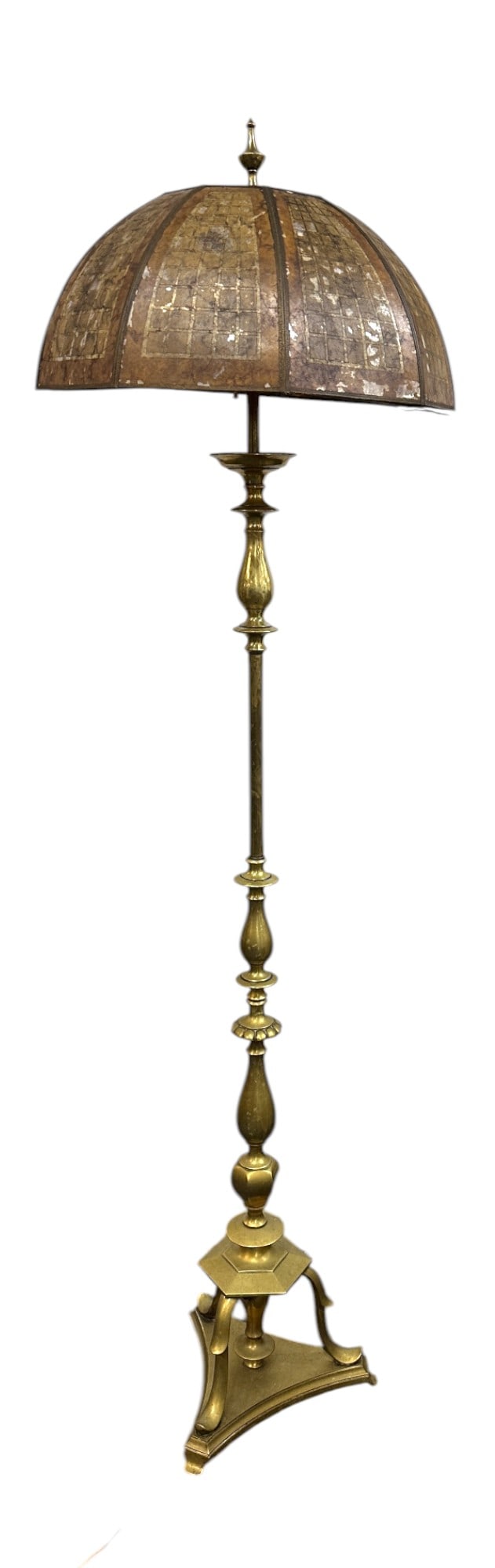 BRASS ART DECO HUBLEY FLOOR LAMP W MICA SHADE (1 of 5)