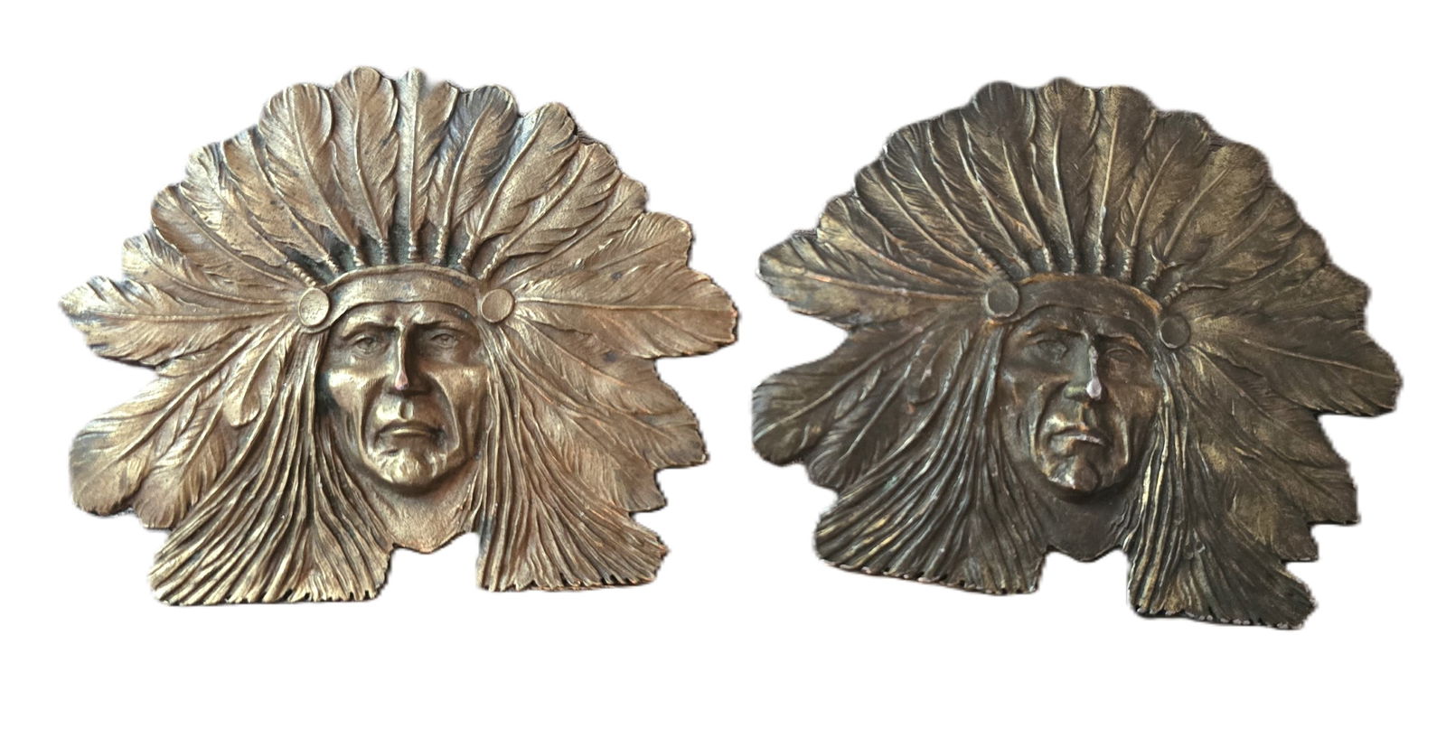 PAIR VINTAGE LARGE INDIAN BRASS BELT BUCKLES (1 of 3)