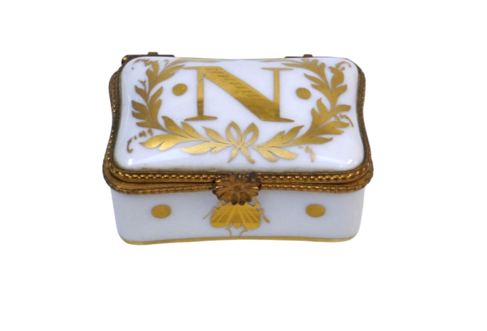 RARE LIMOGES GILT NAPOLEONIC BEE TRINKET PILL BOX (1 of 7)