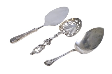 3 STERLING & OTHER SILVER SERVING PIECES