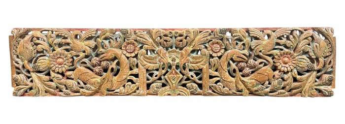 ANTIQUE HAND CARVED WOOD PANEL JAVA
