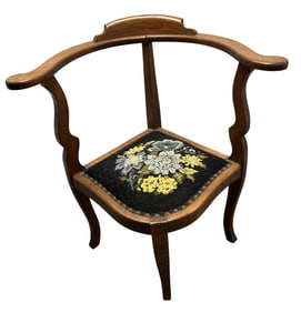 CORNER CHAIR NEEDLEPOINT SEAT