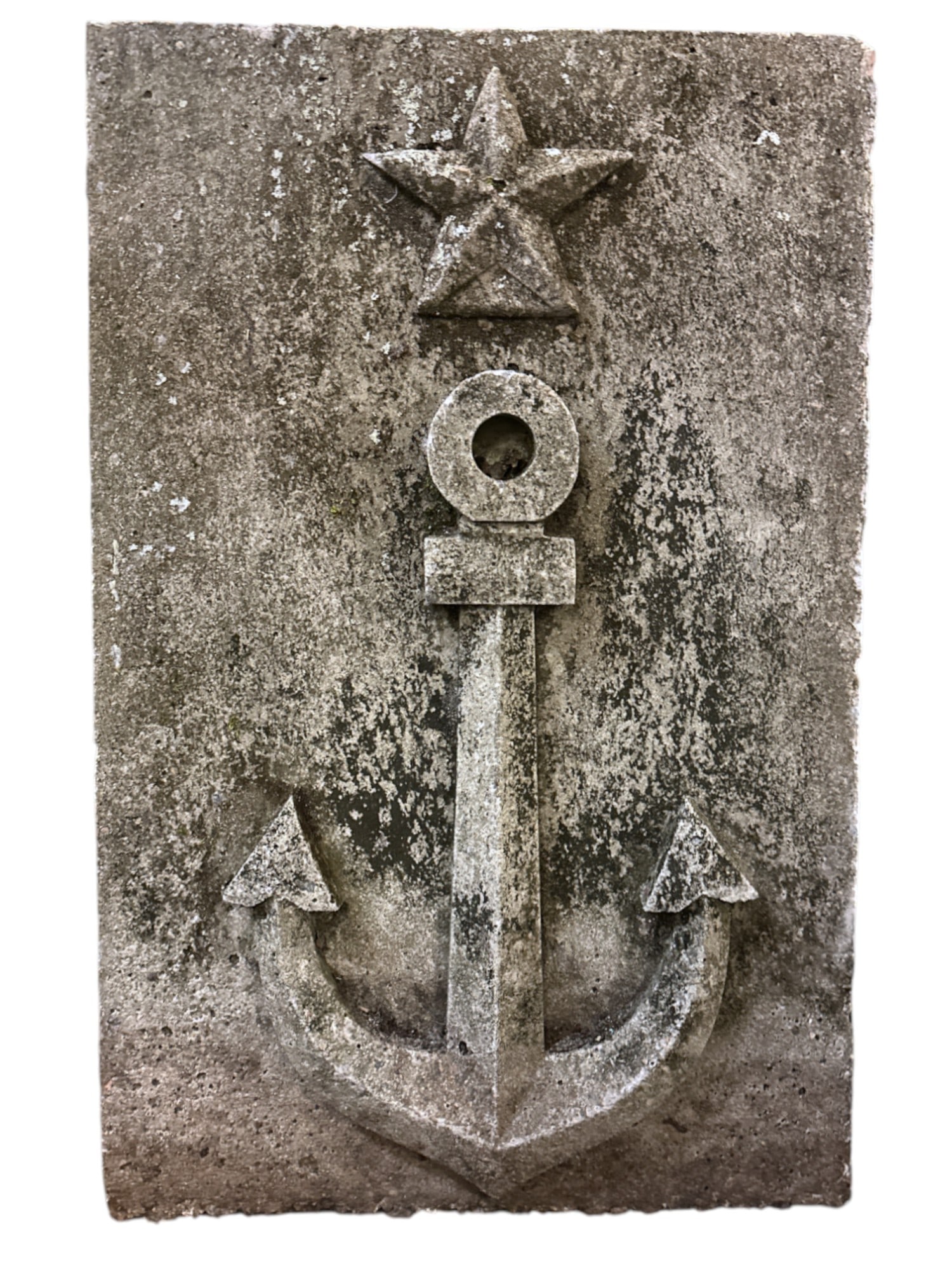 USN ANCHOR CARVED STONE ARCHITECTURAL ELEMENT - CHARLESTON NAVY YARD (1 of 5)
