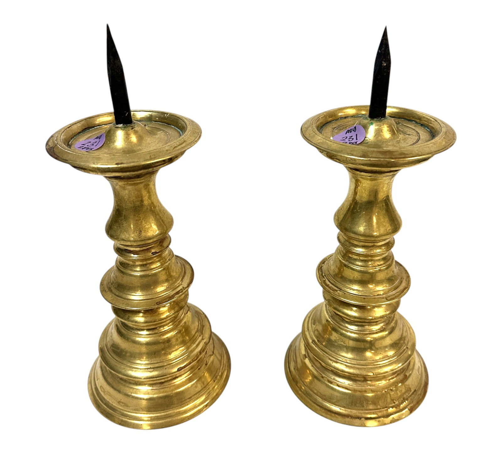 PAIR OF VIRGINIA METAL CRAFTERS BRASS CANDLE PILLARS (1 of 6)