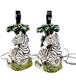 PAIR OF ZEBRA FIGURAL TABLE LAMPS