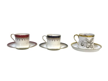 3 DEMITASSE CUPS AND SAUCERS - SPODE AND AYNSLEY