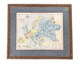 LARGE CARTE SYMBOLIQUE DE L' EUROPE MAP 1915