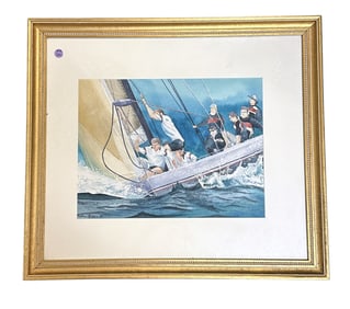 LOIC MOISAN WATERCOLOR SAILBOAT RACING