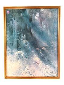 FRAMED CONTEMPORARY BLUE LANDSCAPE PRINT