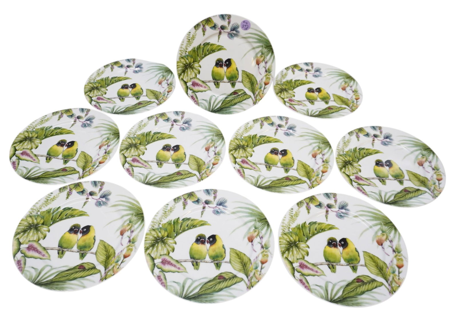 10 LOVE BIRDS TROPICAL DESSERT PLATES (1 of 3)